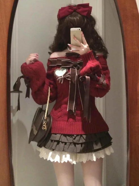 チョコレートリボンニット